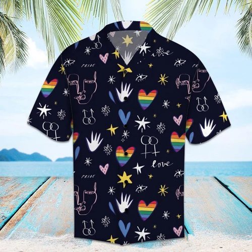 Brambles Boutique Love Amazing Lgbt Hawaiian Shirt, Short Sleeve Hawaiian Aloha Shirt for men and women