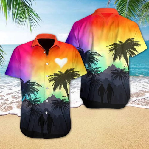 Brambles Boutique Vivid Background Lgbt Heart Hawaiian Shirt
