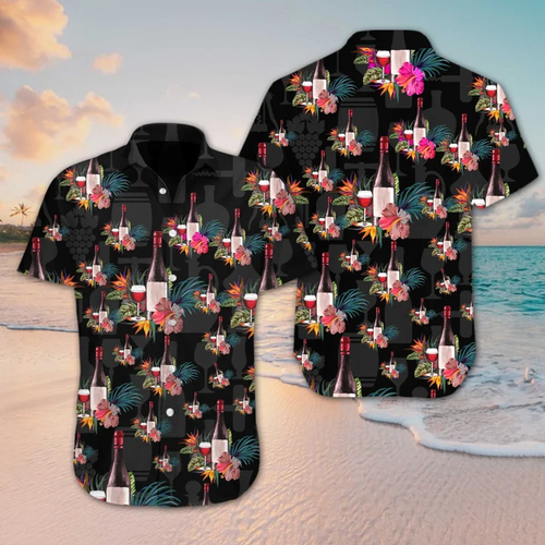 Brambles Boutique Wine Flower At Dark Night Hawaiian Shirt, hawaiian shirt for men