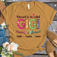 Load image into Gallery viewer, Brambles Boutique Personalized gigi art with grandkids mother day 2022 T-Shirt