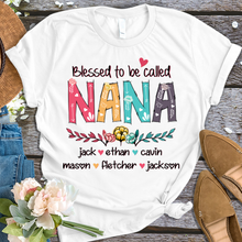 Load image into Gallery viewer, Brambles Boutique Personalized nana art with grandkids mother day 2022 T-Shirt