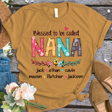 Load image into Gallery viewer, Brambles Boutique Personalized nana art with grandkids mother day 2022 T-Shirt