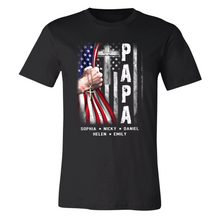 Load image into Gallery viewer, Brambles Boutique Personalized Papa With Grandkids US Flag Cross CTL94 Classic Canvas