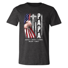 Load image into Gallery viewer, Brambles Boutique Personalized Papa With Grandkids US Flag Cross CTL94 Classic Canvas