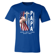 Load image into Gallery viewer, Brambles Boutique Personalized Papa With Grandkids US Flag Cross CTL94 Classic Canvas