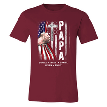 Load image into Gallery viewer, Brambles Boutique Personalized Papa With Grandkids US Flag Cross CTL94 Classic Canvas