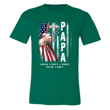 Load image into Gallery viewer, Brambles Boutique Personalized Papa With Grandkids US Flag Cross CTL94 Classic Canvas