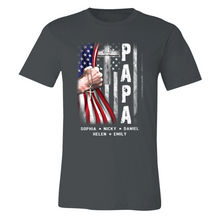 Load image into Gallery viewer, Brambles Boutique Personalized Papa With Grandkids US Flag Cross CTL94 Classic Canvas