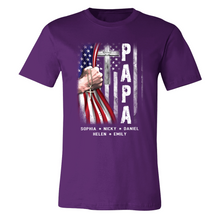 Load image into Gallery viewer, Brambles Boutique Personalized Papa With Grandkids US Flag Cross CTL94 Classic Canvas