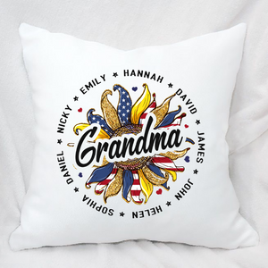 Brambles Boutique Personalized Grandma With Grankids Sunflower American Flag CTL94 Indoor Pillow