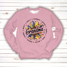 Load image into Gallery viewer, Brambles Boutique Personalized Grandma With Grankids Sunflower American Flag CTL94 Sweatshirt