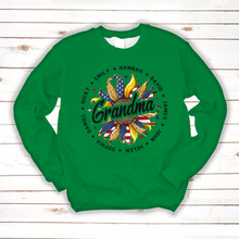 Load image into Gallery viewer, Brambles Boutique Personalized Grandma With Grankids Sunflower American Flag CTL94 Sweatshirt