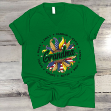 Load image into Gallery viewer, Brambles Boutique Personalized Grandma With Grankids Sunflower American Flag CTL94 V-Neck
