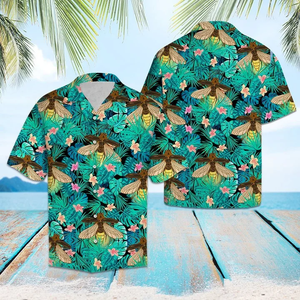 Brambles Boutique Firefly Tropical Palm Tree Leaves Summer Vacation Aloha Hawaiian Shirt