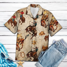 Load image into Gallery viewer, Brambles Boutique Hawaiian Shirt Exciting Rodeo With Hat And Horseshoes, hawaiian shirt for men