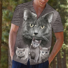 Load image into Gallery viewer, Brambles Boutique Gray Russian Cat Staring At You Hawaiian Shirt