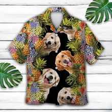 Load image into Gallery viewer, Brambles Boutique Happy Moment Aloha Golden Retriever Pineapple Leaves Hawaiian Shirt