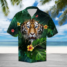 Load image into Gallery viewer, Brambles Boutique Hiding Tiger In Flower And Leaves Hawaiian Shirt, Short Sleeve Hawaiian Aloha Shirt for men and women