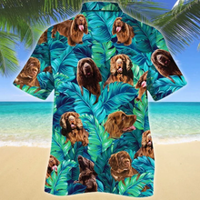 Load image into Gallery viewer, Brambles Boutique Happy Sussex Spaniel Dog Lovers Summer Beach Palm Tree Hawaiian Shirt, Short Sleeve Hawaiian Aloha Shirt for men and women