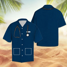 Load image into Gallery viewer, Brambles Boutique Amazing Nurse Suit All Navy Design Themed Hawaiian Shirt