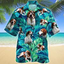 Load image into Gallery viewer, Brambles Boutique American English Coonhound Dog Lovers Gift Summer Beach Palm Tree Hawaiian Shirt