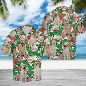 Brambles Boutique Labrador Retriever With Tropical Coconut Hawaiian Shirt