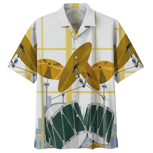 Brambles Boutique Gold Drum Background Hawaiian Shirt for Men, women