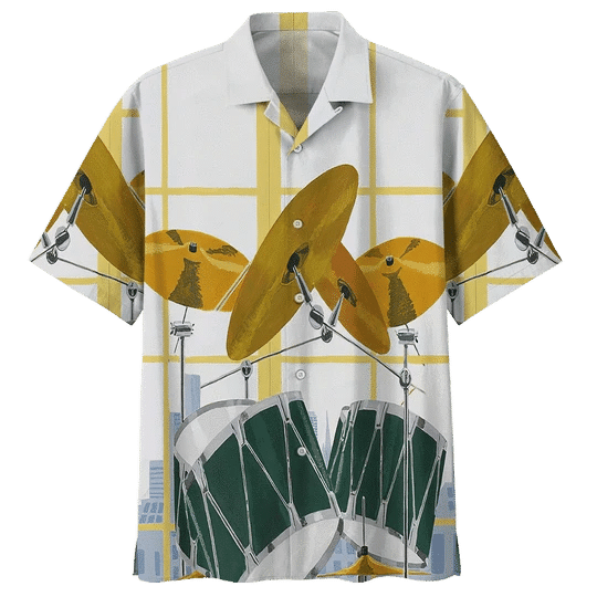 Brambles Boutique Gold Drum Background Hawaiian Shirt for Men, women