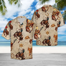 Load image into Gallery viewer, Brambles Boutique Hawaiian Shirt Exciting Rodeo With Hat And Horseshoes, hawaiian shirt for men