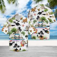 Load image into Gallery viewer, Brambles Boutique Hippie Van Munchkin Cat Enjoy Vacation Hawaiian Shirt