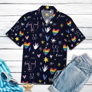Brambles Boutique Love Amazing Lgbt Hawaiian Shirt, Short Sleeve Hawaiian Aloha Shirt for men and women