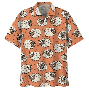 Brambles Boutique Orange Sheep Illustration Design Hawaiian Shirt