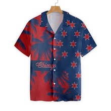 Load image into Gallery viewer, Brambles Boutique Red And Blue Chicago Watercolor Hawaiian Shirt