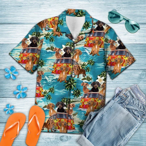 Brambles Boutique Relax Time Dachshund Hippie Summer Vacation Hawaiian Shirt